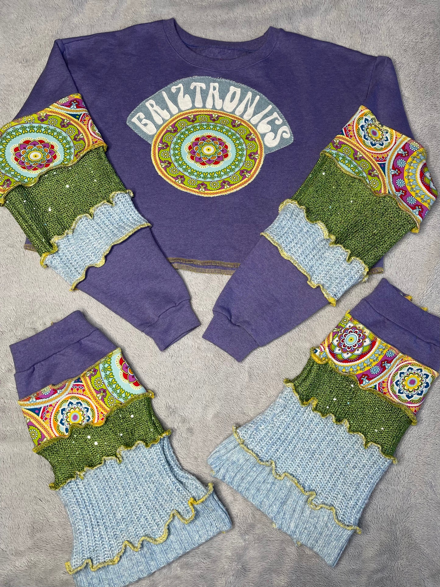 Cosmic Periwinkle Mandala Griztronics Sweater and Leg Warmer Set