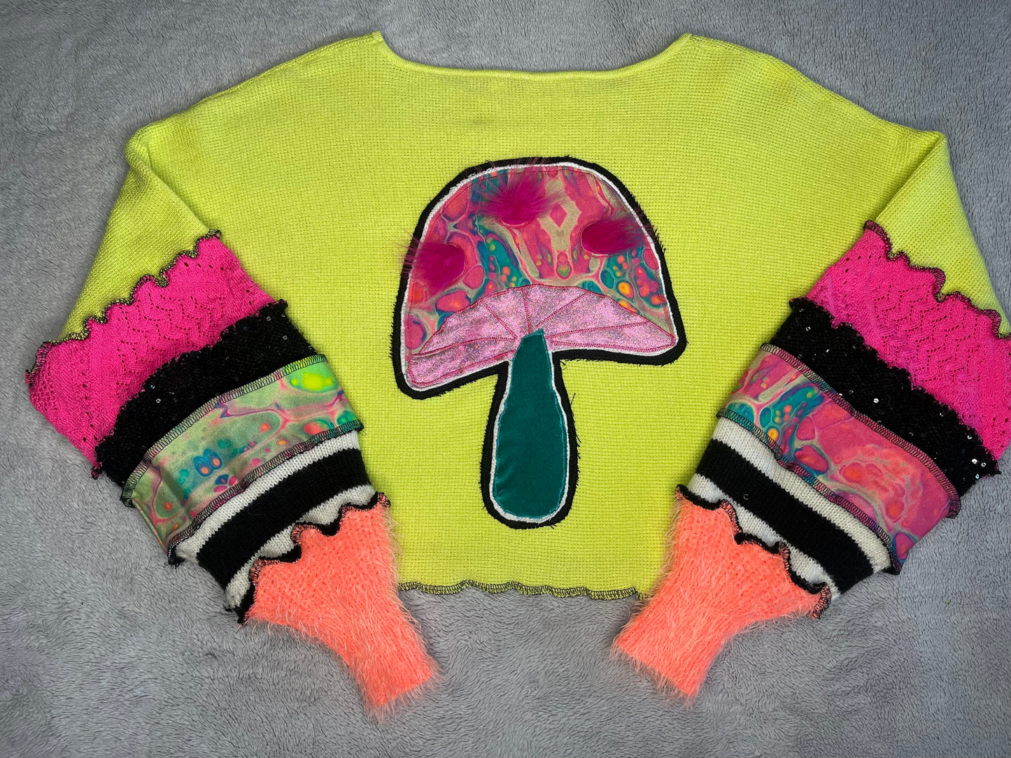 Neon Yellow Griztronics Mushroom Top With Leg Warmers Set