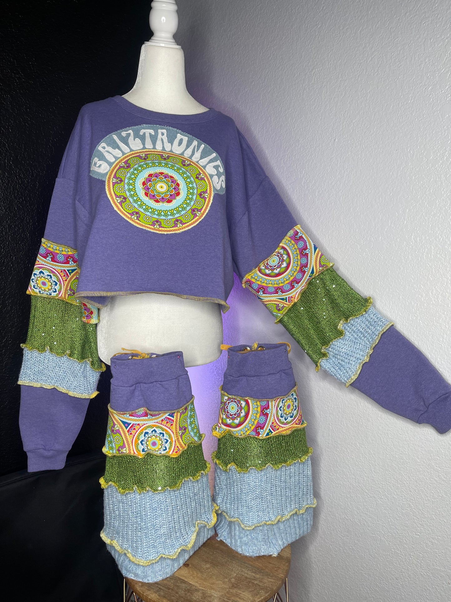 Cosmic Periwinkle Mandala Griztronics Sweater and Leg Warmer Set