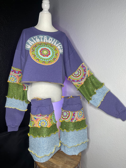 Cosmic Periwinkle Mandala Griztronics Sweater and Leg Warmer Set