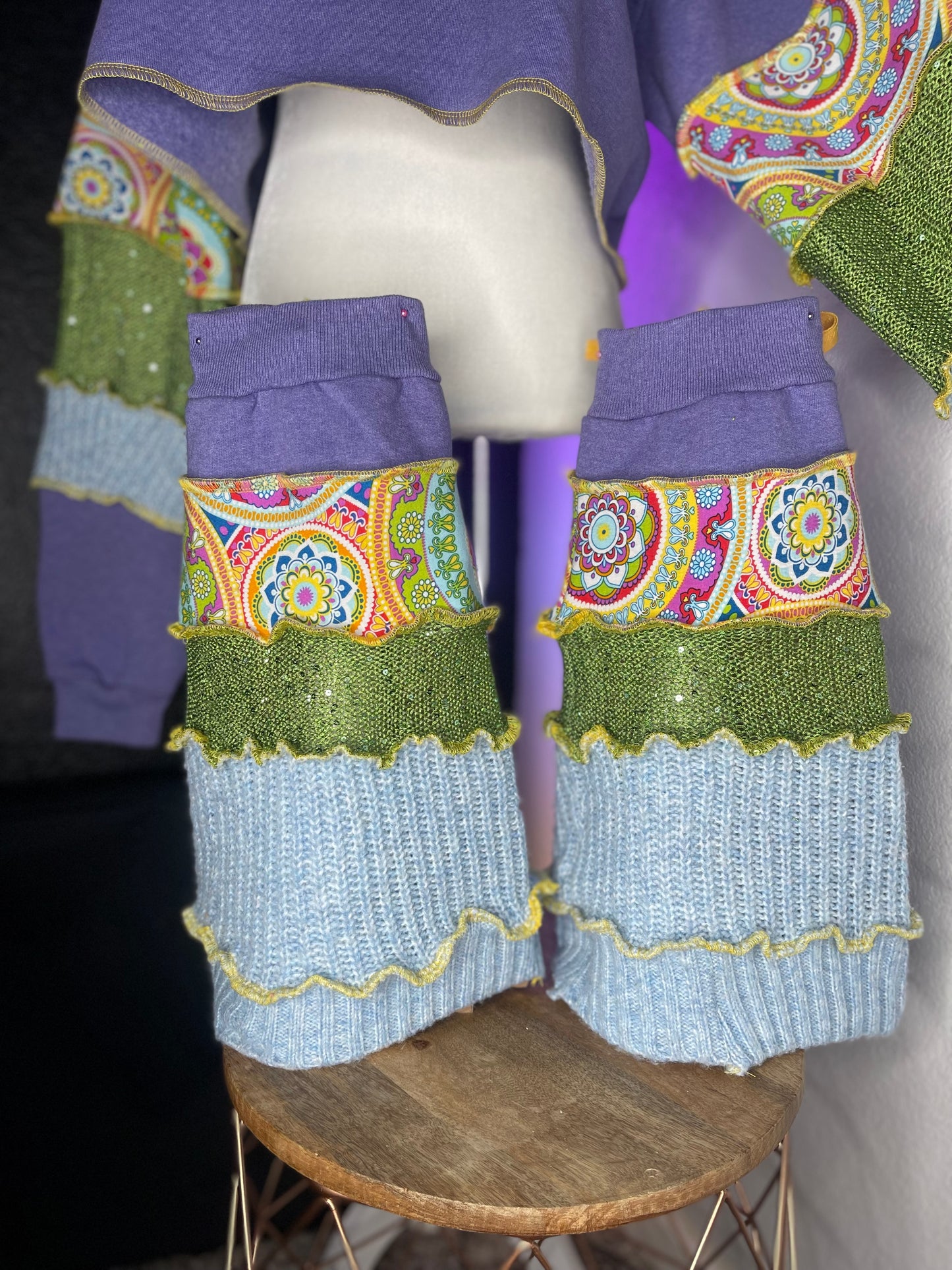 Cosmic Periwinkle Mandala Griztronics Sweater and Leg Warmer Set