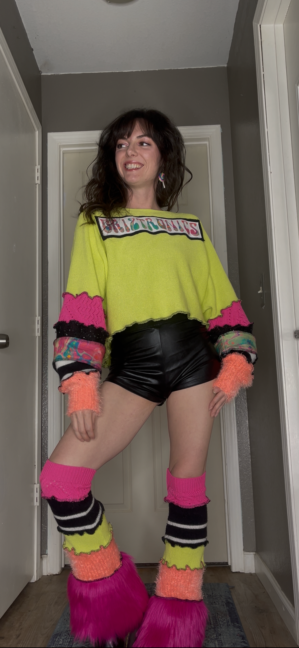Neon Yellow Griztronics Mushroom Top With Leg Warmers Set