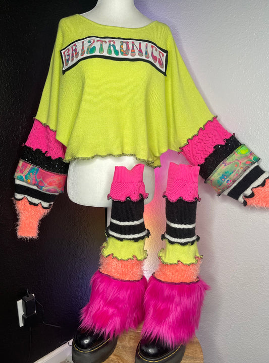 Neon Yellow Griztronics Mushroom Top With Leg Warmers Set
